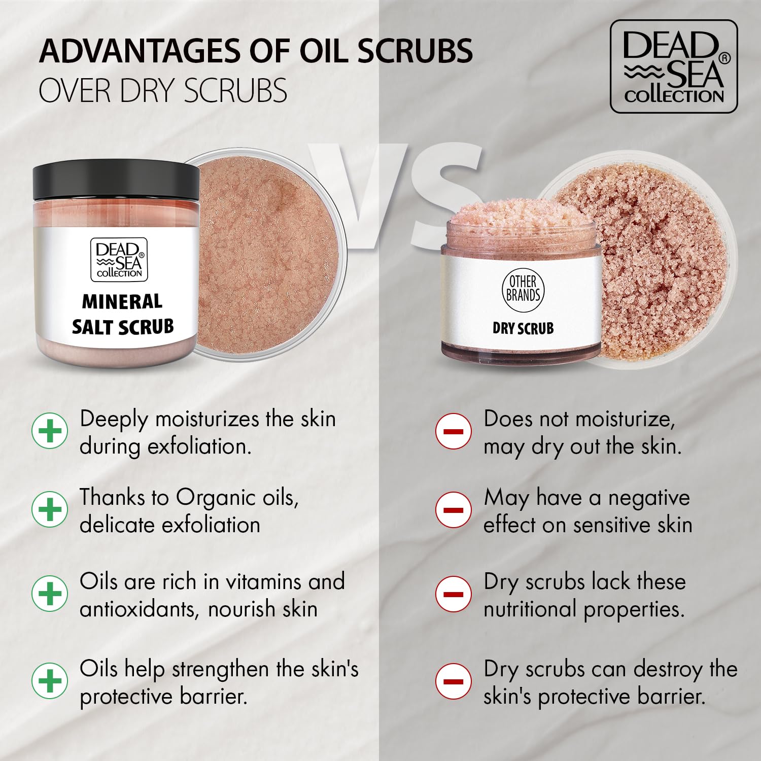Dead Sea Collection Almond Vanilla Salt Scrub – Exfoliating Body Scrub for Women – Moisturizing and Nourishing Skin – with Pure Oils and Dead Sea Minerals (23.28 Oz)